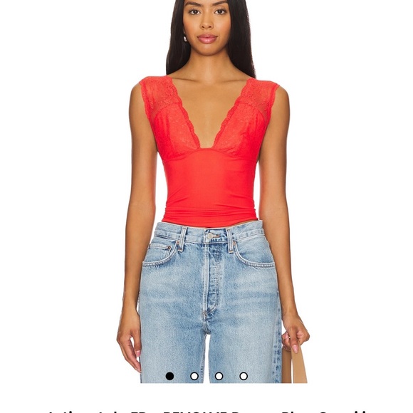 Free People red lace top - Picture 1 of 2